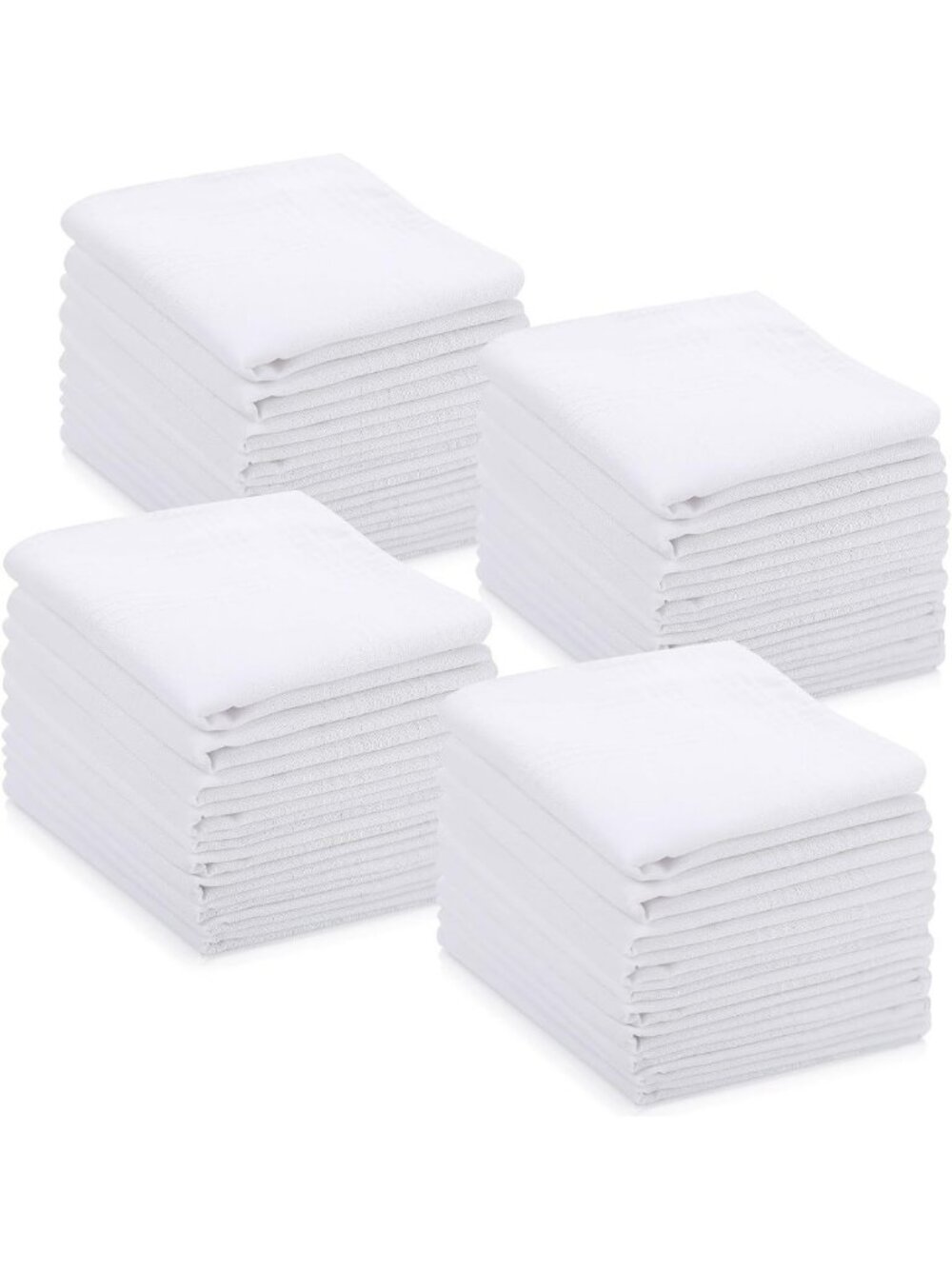 100 Pcs White Cotton Handkerchiefs for Men - Soft Classic Pocket Squares, Party